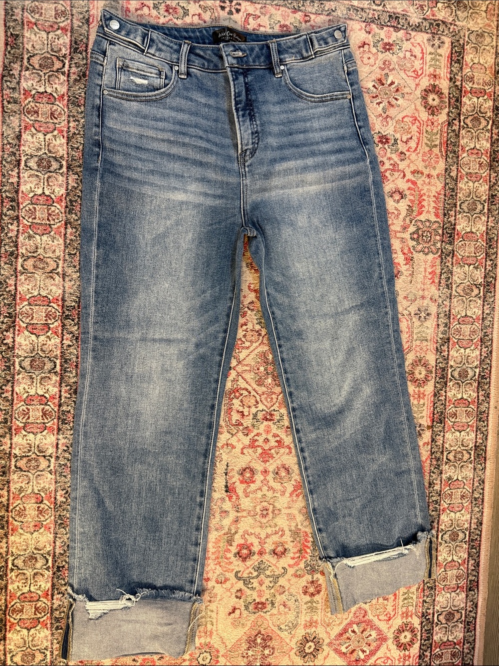 Risen Light Wash Rolled  distressed Cuff Boyfriend Jeans- new without tags